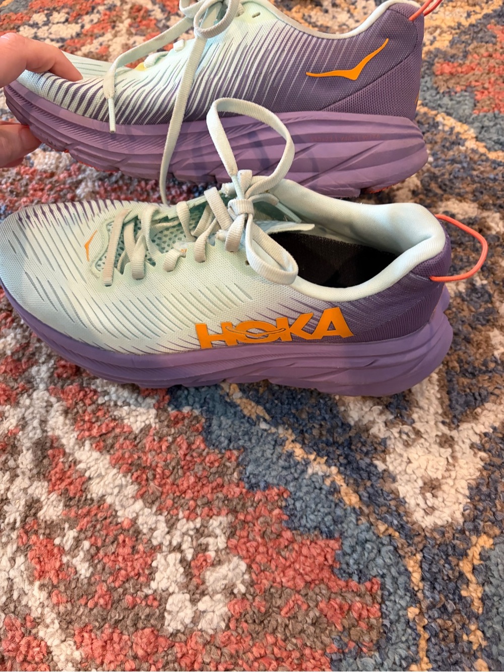 Hoka Rincon 3 Lt Turquoise Purple Running Shoe Sz 6 Blue Glass/Chalk Violet